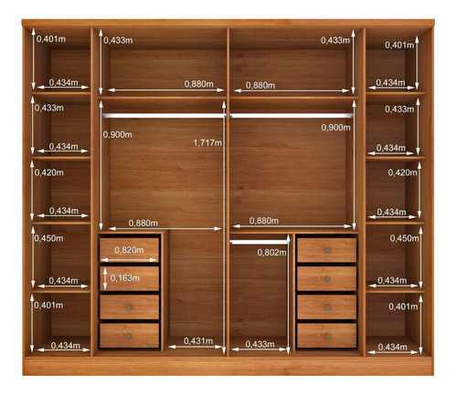 Guarda Roupa Casal 6 Portas 8 Gavetas Com Espelho Portugal