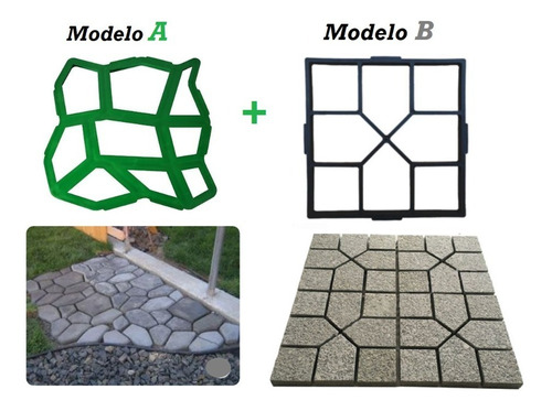 2 Forma Molde Piso Calçada Jardim C/manual - Mod A + Mod B