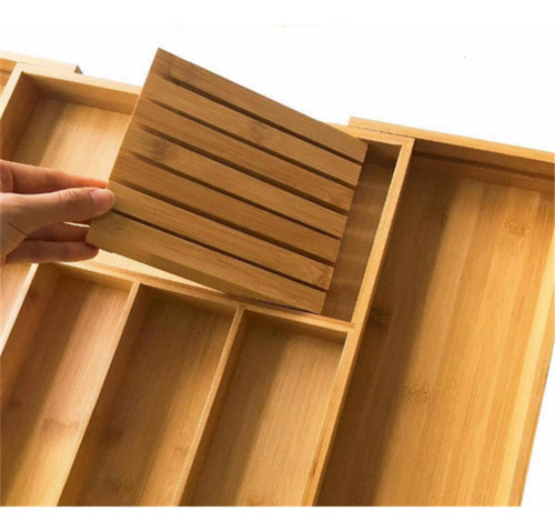 Imagen 4 de 5 de Organizador Cubiertos Cocina Extensible Bambú Bandeja