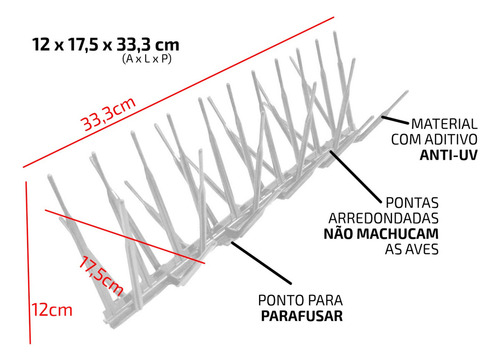 Espicula Contra Pombos/espanta/inibi/bloqueia/+proteção Cor Preta