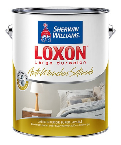 Sherwin Williams Loxon Antimanchas Latex Color Blanco Satinado 4 Litros