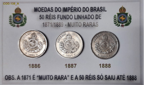 Moedas Do Império Do Brasil Série Fundo Linhado 50 Réis