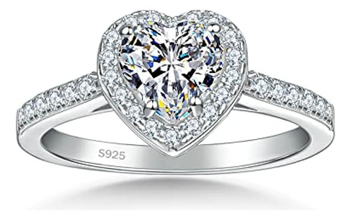 925 Silver Engagement Rings Women Cubic Zirconia Solitaire P