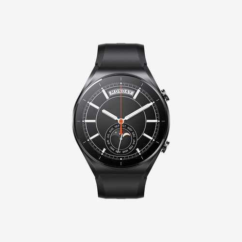 Xiaomi Watch S1 1.43" caja de  acero inoxidable  negra, malla  negra de  cuero