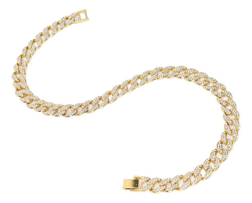 Collar De Hip Hop Cuban Bling, Cadena Con Cierre Brillante,