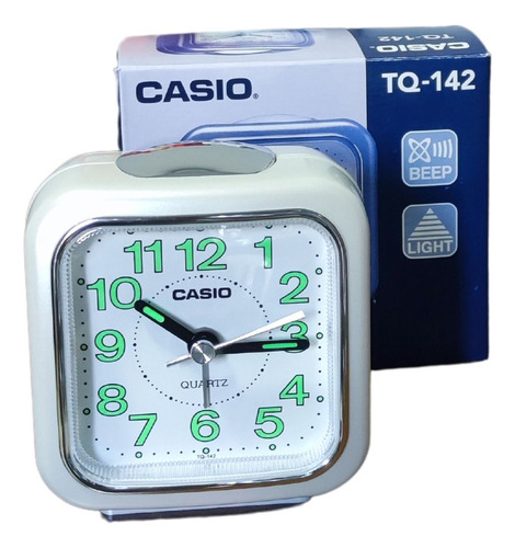Reloj despertador analógico Casio Tq-142, color blanco
