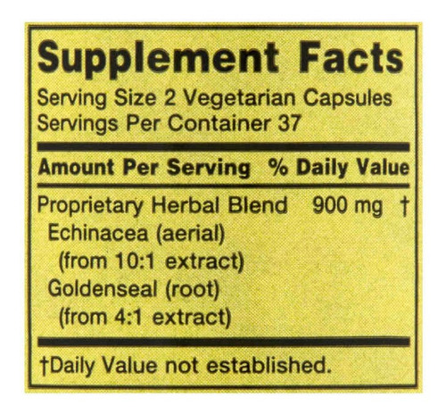 Echinacea Goldenseal Blend 900mg Spring Valley 75 Cápsulas Sabor 05/25
