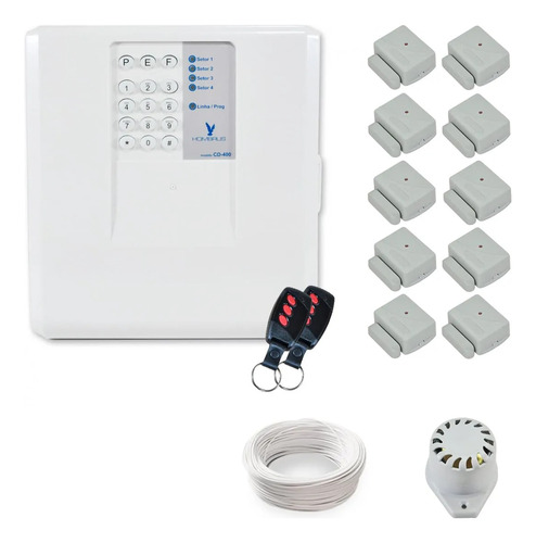 Kit Alarme Residencial Hombrus 10 Sensores Magnético Config