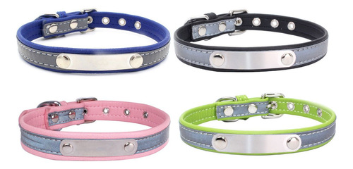 Collar De Cuero Reflectante Para Perros, Collares Para Gatos