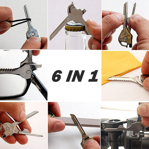 Chaveiro Multitool 6 Em 1 À Prova De Ferrugem Com Abridores