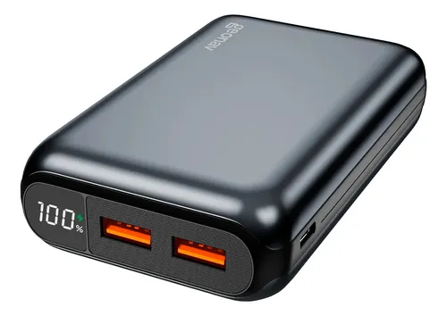 Carregador Portátil 20000mah Com Carregamento Rápido Geonav Preto