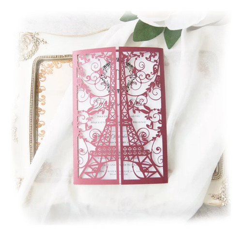 Tarjetas Boda 15 Años Con Sobre Calado Torre Eiffel