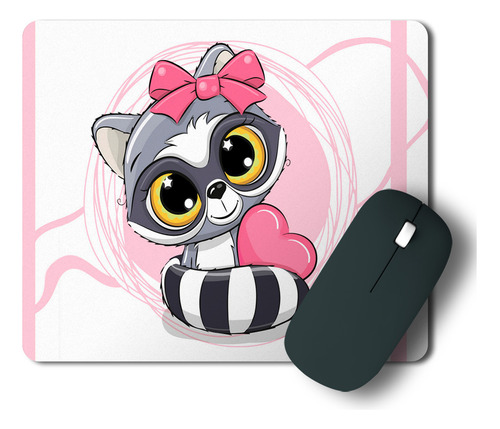 Mouse Pad Animalitos Tiernos Mapache Con Cinta