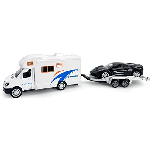 Toy Camper Rv Trailer Towing Supercar Sports Model Car ...
