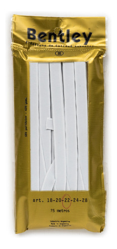 Elástico Liso Marca Bentley - Art 24 De 11mm X25 Mts Blanco