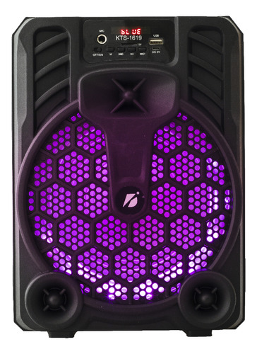 Parlante Portatil Bluetooth 8 Luces Led Con Micrófono Usb Color Negro