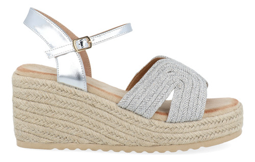 Sandalia Casual Weston Color Plata Para Mujer 5600027