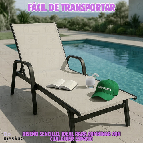 Camastro Metálico Para Playa Hogar Jardín 1 Pz Inmatmex Beige
