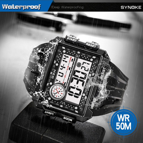 Reloj Electrónico Digital Synoke Square Chronograph Color Del Bisel Negro