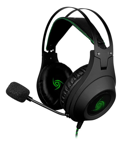 Auriculares gamer VSG Kuiper negro con luz verde LED