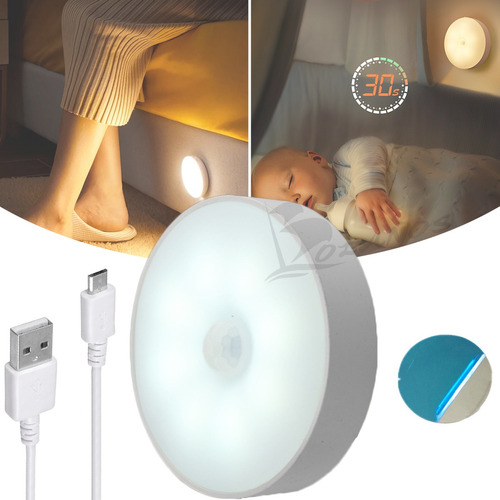 Led Con Sensor Movimiento Espanta Cuco Recargable Usb