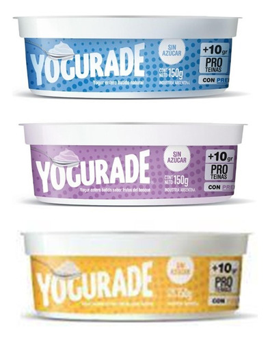 Yogurt Proteico 150gr Entero Pack 6u Yogurade Surtido