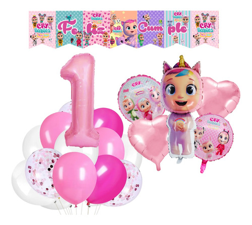 Pack Decorativo De 17 Globos Baby Cry Bebe Llorones Numero 