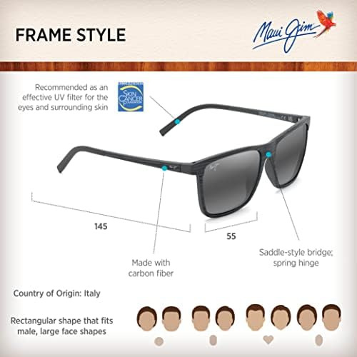 Maui Jim Gafas De Sol Rectangulares Polarizadas Unidireccion