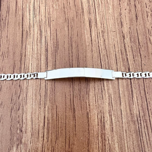 Imagen 6 de 9 de Esclava Pulsera Gucci Plata .925 Placa Lisa Hombre Agálea