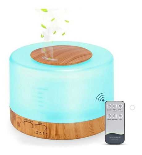 Humidificador Blanco 500ml Control Remoto Led Color Difusor