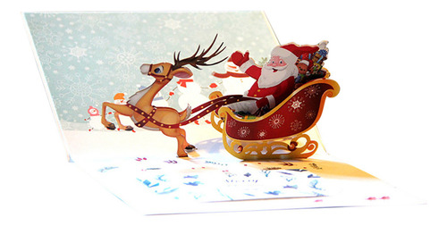 Tarjeta Up Santa Claus Christmas Deer Holiday Merry Christma