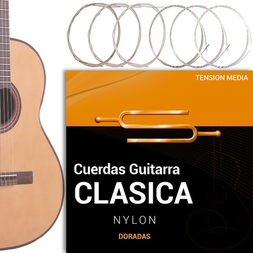 Encordado Guitarra Criolla Clasica Cuerdas Doradas Simisol
