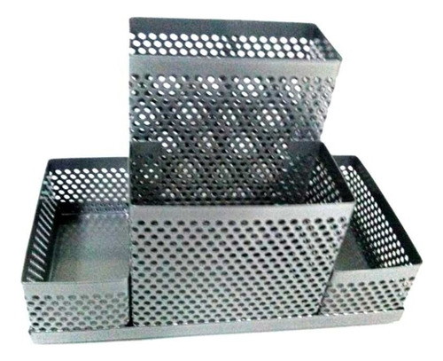 Organizador Metal Enrejado 4 Cuerpos 13x11x13cm Plateado