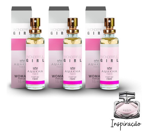 Kit 3 Perfumes Wonderful Girl 15ml Amakha Paris