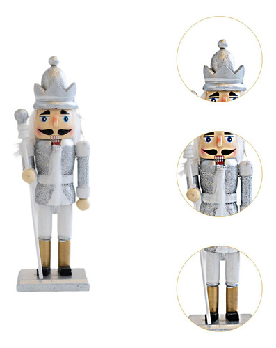 Natal Nutcracker Estatueta Ornamento Tradicional Prata