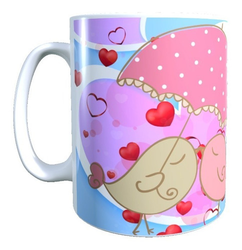 Taza Frase Dia Amor Regalo San Valentin Te Amo, Pajaritos