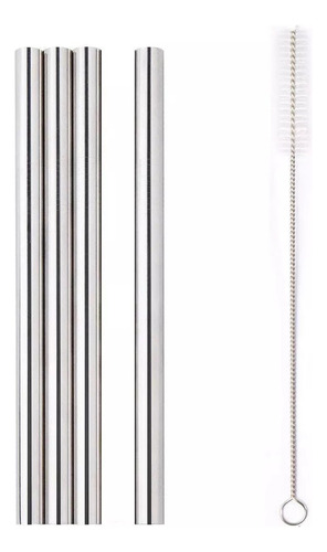 Kit 6 Canudo Em Aço Inox Com Escova De Limpeza Reutilizável