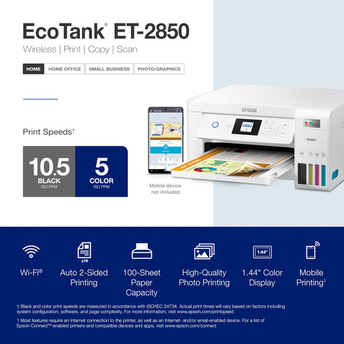 Impressora Epson Ecotank Et-2850 Wireless Colorida All-in-on