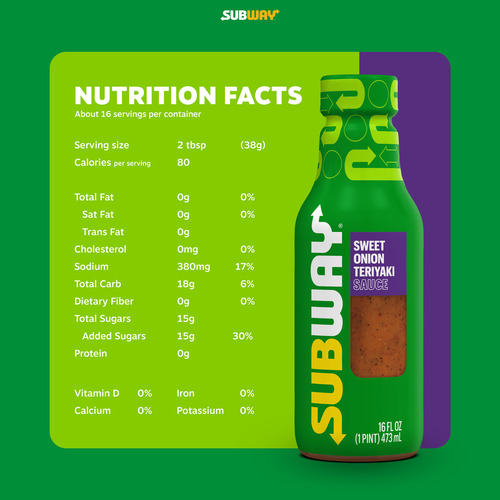 Subway Salsa Teriyaki De Cebolla Dulce 473 Ml