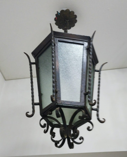 Antiguo Farol De Hierro Grande 1 Luz Para Exterior, Interior (Usado)