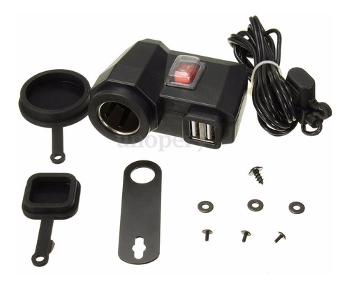 Cargador Toma 12v 2 Usb Motos C/luz 