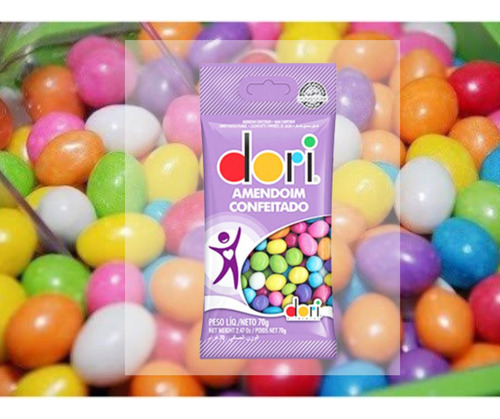 Kit 30 Amendoim Doce Dori Colorido Caixa X 70g = 2,100g