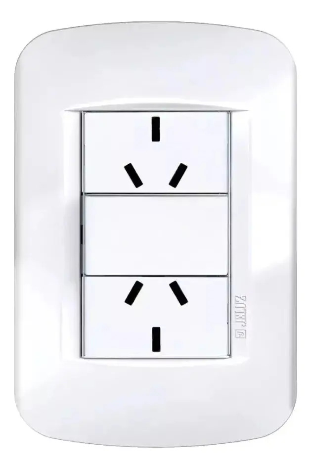 Llave Armada Toma Doble Jeluz Verona Blanca 220V 10A Plástico