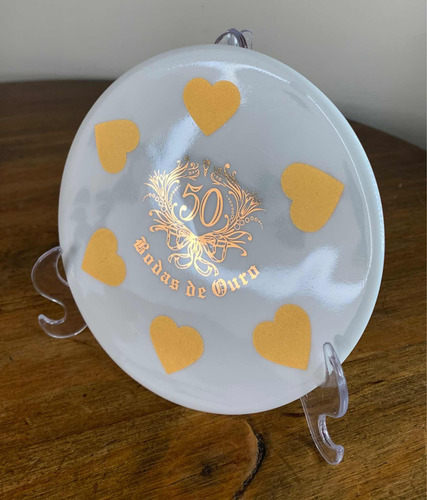 Placa Comemorativa 50 Anos Bodas De Ouro 13 Cm