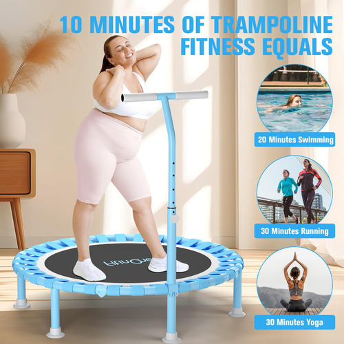 Trampolín Fitness 40 Pulgadas Con Barra Ajustable Plegable