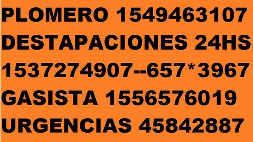 Imagen 4 de 6 de Plomero Gasista Destapaciones Tino 24hs. Urgencias