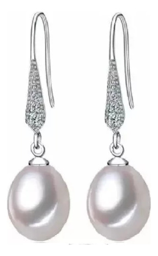 Par Aretes Perlas Naturales Aaa Plata925 Y Zirconias Regalo