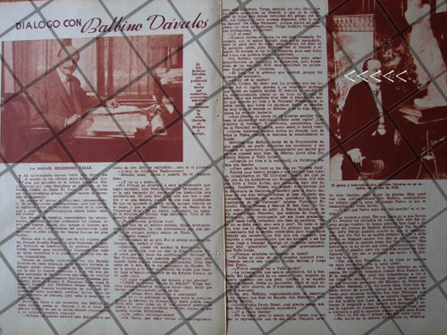 Afiche Antiguo Entrevista. Balbino Davalos Balkin 1938