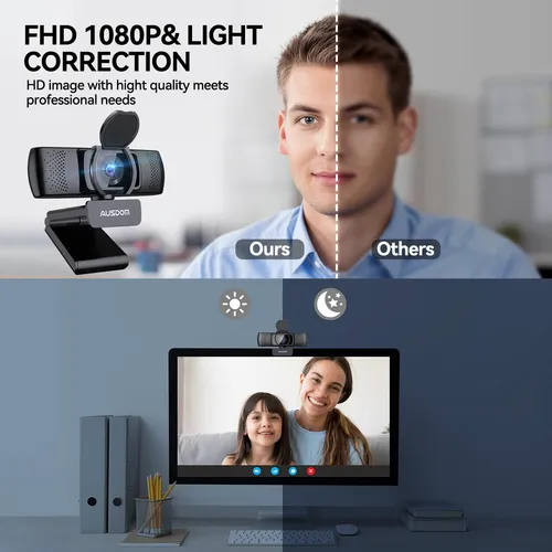 Cámara Web Ausdom Af640 1080p Con Micrófono 90° Fov Usb