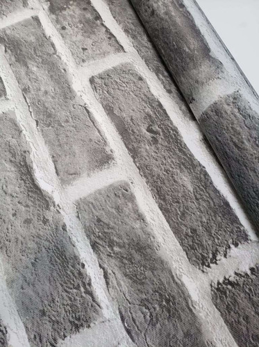 Tnt Estampado Tijolo Tijolinho Cinza Parede 1,4m X 3metros Tijolo Cinza
